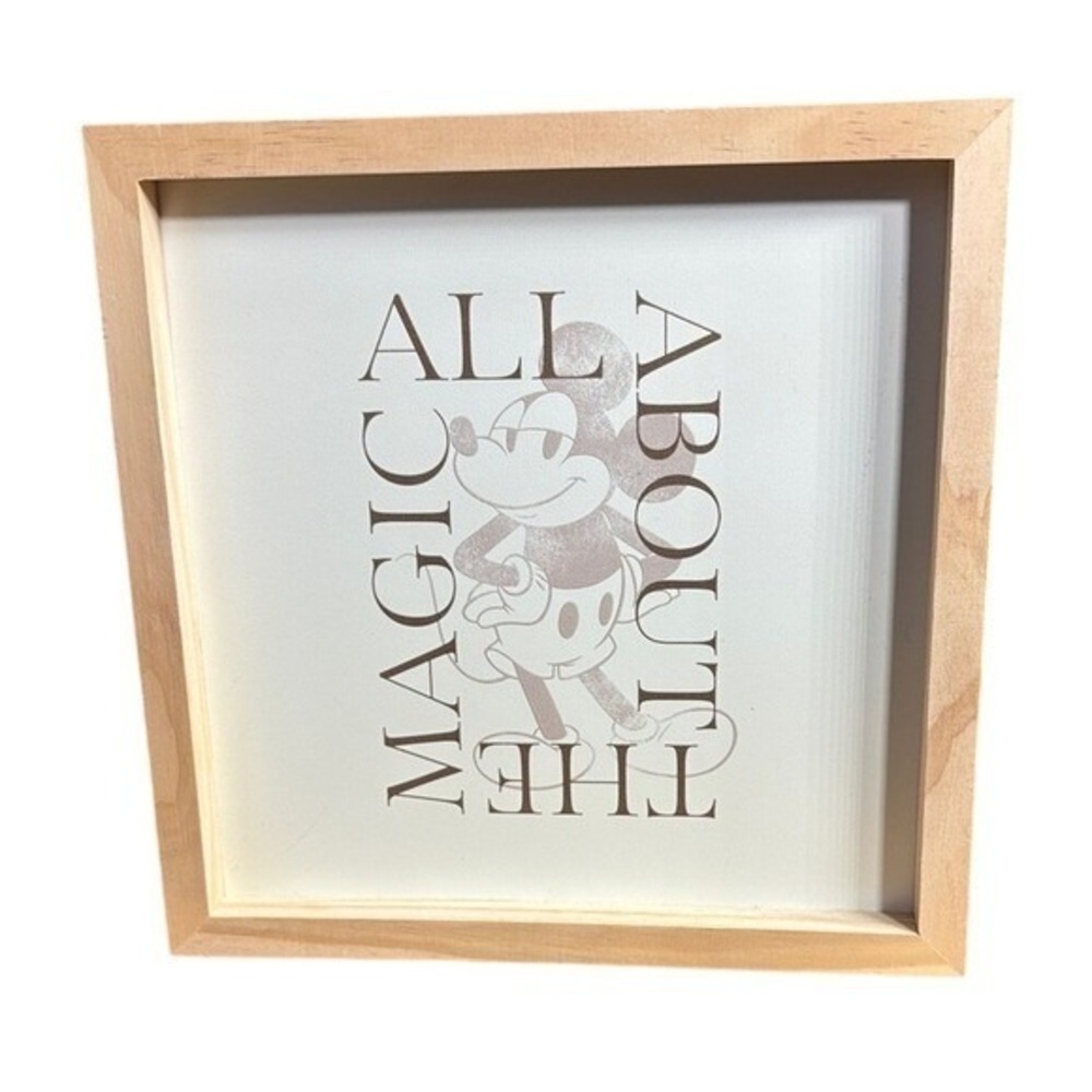 Disney Mickey Mouse Magic Wall Art Print "All About the Magic" Decor Wood 8" NEW